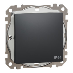 Одноклавішний вимикач, 10АX, IP44, чорний, Sedna Design & Elements - зображення 1