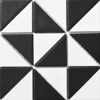 Мозаїка RT XX2 69001 Triangle White Black 300x300x9 Котто Кераміка - зображення 1