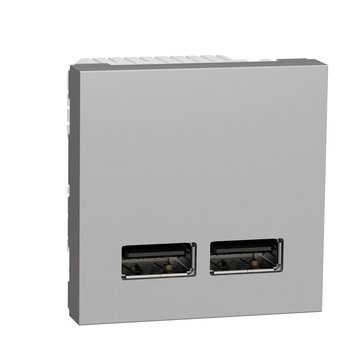 Розетка USB двойная 2.1А Алюминий UNICA (NU341830), Schneider Electric - зображення 1
