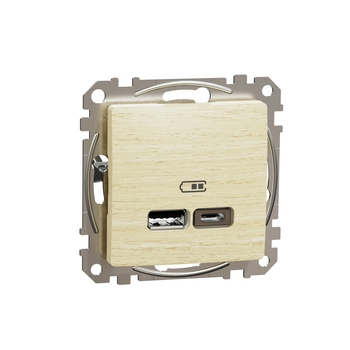 Розетка USB A+C 2,4A Береза ​​Sedna Design & Elements (SDD180402), Schneider Electric - зображення 1