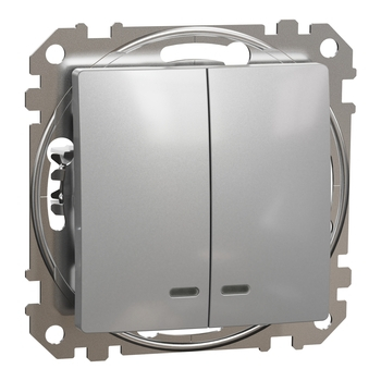 Вимикач 2-клавішний Алюміній Sedna Design & Elements (SDD113105L), Schneider Electric - зображення 1