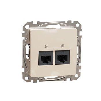 Розетка подвійна RJ45 cat5E UTP Бежевий Sedna Design & Elements (SDD112452), Schneider Electric - зображення 1