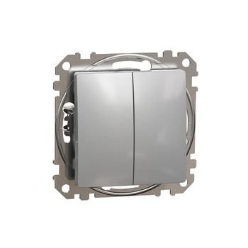 Вимикач 2-клавішний Алюміній Sedna Design & Elements (SDD113105), Schneider Electric - зображення 1