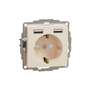 Розетка з заземленням +USB Бежевий Sedna Design & Elements (SDD112052), Schneider Electric - зображення 1