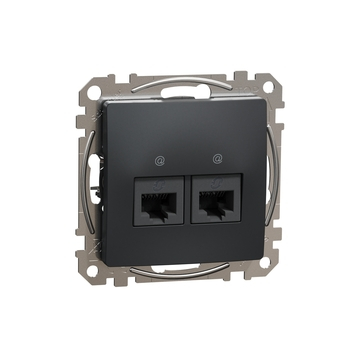 Розетка подвійна RJ45 cat5E UTP Чорний Sedna Design & Elements (SDD114452), Schneider Electric - зображення 1