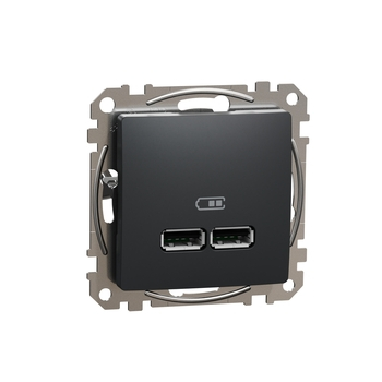 Розетка USB A+A 2,1A Чорний Sedna Design & Elements (SDD114401), Schneider Electric - зображення 1