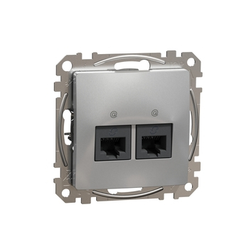 Розетка подвійна RJ45 cat5E UTP Алюміній Sedna Design & Elements (SDD113452), Schneider Electric - зображення 1