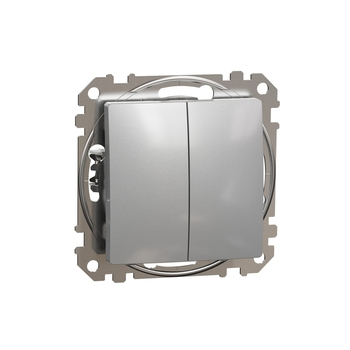 Перемикач 2-клавішний Алюміній Sedna Design & Elements (SDD113108), Schneider Electric - зображення 1