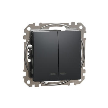 Вимикач 2-клавішний Чорний Sedna Design & Elements (SDD114105L), Schneider Electric - зображення 1