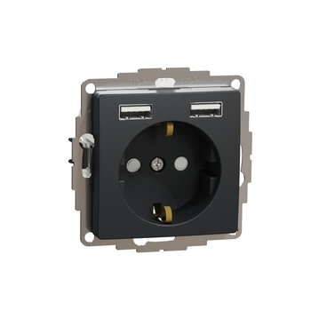 Розетка з заземленням +USB Чорний Sedna Design & Elements (SDD114052), Schneider Electric - зображення 1