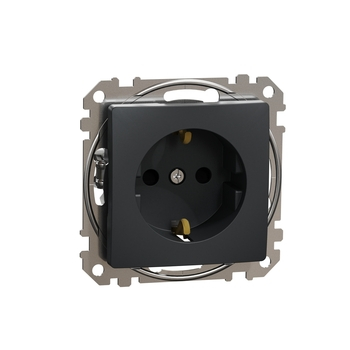 Розетка з заземленням Чорний Sedna Design & Elements (SDD114022), Schneider Electric - зображення 1