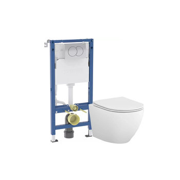 Комплект Інсталяція для унітаза Duofix Delta + Кнопка зливу Delta01 хром + Унітаз із турбозмивом С502 Desse Vortex Cersanit - зображення 1