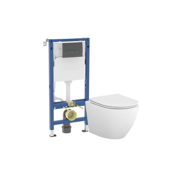 Комплект Інсталяція для унітаза Duofix Delta + Кнопка зливу Delta 50 чорний matt + Унітаз із турбозмивом С502 Desse Vortex Cersanit - зображення 1