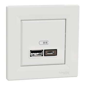 Розетка подвійна USB 2,4A Білий ASFORA (EPH2700321), Schneider Electric - зображення 1