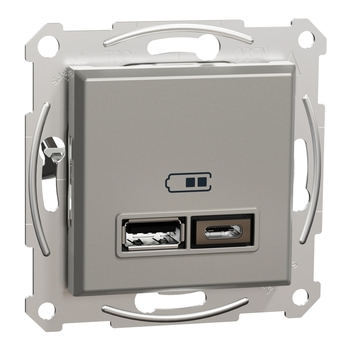 Розетка подвійна USB 2,4A Бронза ASFORA (EPH2700369), Schneider Electric - зображення 1
