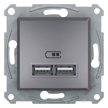 Розетка USB 2,1A Сталь ASFORA (EPH2700262), Schneider Electric - зображення 1
