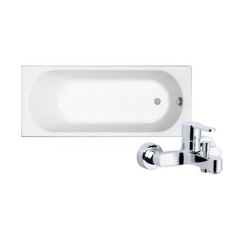Комплект Ванна прямокутна з ніжками Opal Plus 170x70 Kolo Змішувач для ванни Lento 15490501 Adell - зображення 1