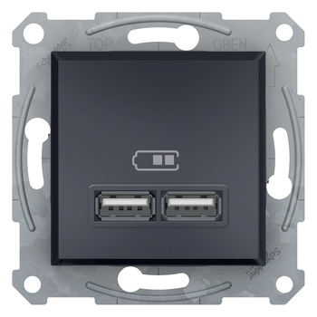 Розетка USB 2,1A Антрацит ASFORA (EPH2700271), Schneider Electric - зображення 1