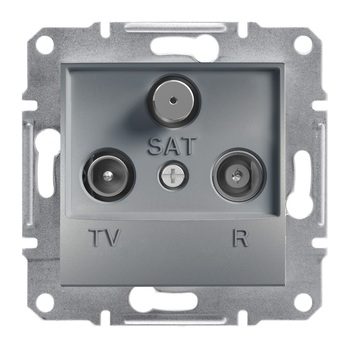 Розетка TV-R-SAT кінцева 1dB Сталь ASFORA (EPH3500162), Schneider Electric - зображення 1