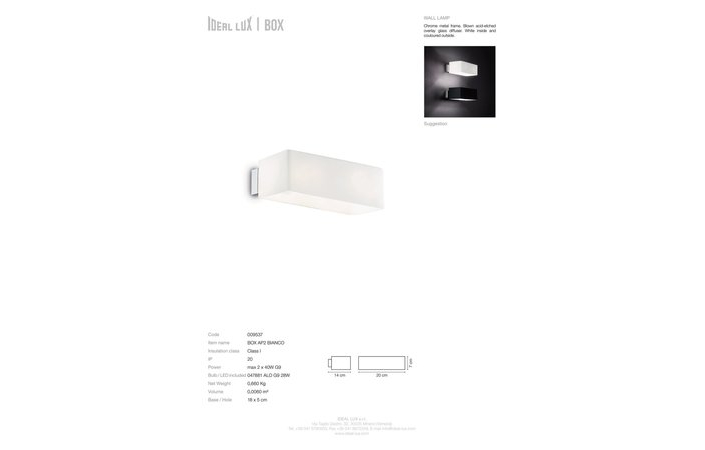 Светильник BOX AP2 BIANCO (009537), IDEAL LUX - Зображення 009537_S.jpg