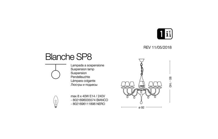 Люстра BLANCHE SP8 BIANCO (035574), IDEAL LUX - Зображення 035574-.jpg