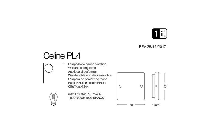 Светильник CELINE PL4 (044293), IDEAL LUX - Зображення 044293-.jpg