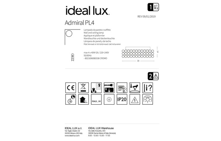 Світильник ADMIRAL PL4 (080338), IDEAL LUX - Зображення 080338-.jpg