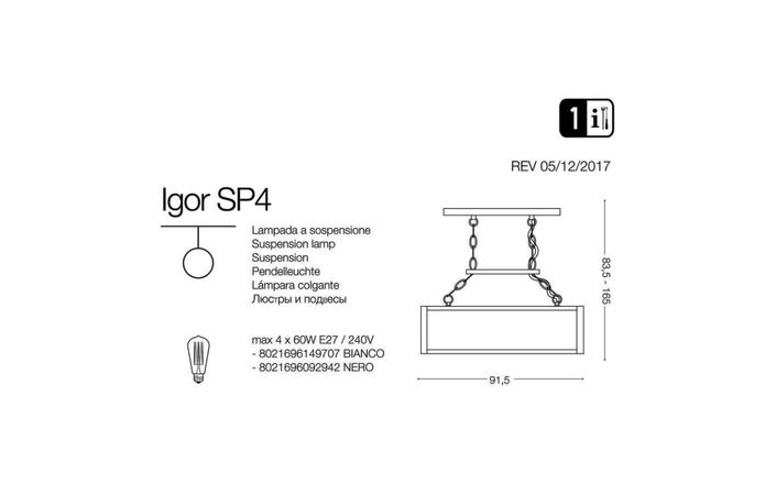 Люстра IGOR SP4 NERO (092942), IDEAL LUX - Зображення 092942-.jpg