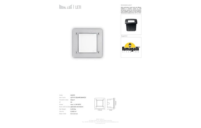 Світильник вуличний LETI PT1 SQUARE GRIGIO (096599), IDEAL LUX - Зображення 096575_SC.jpg