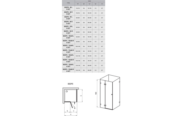 Душова кабіна BRILLIANT BSDPS-100-80 R Transparent, RAVAK - Зображення 3
