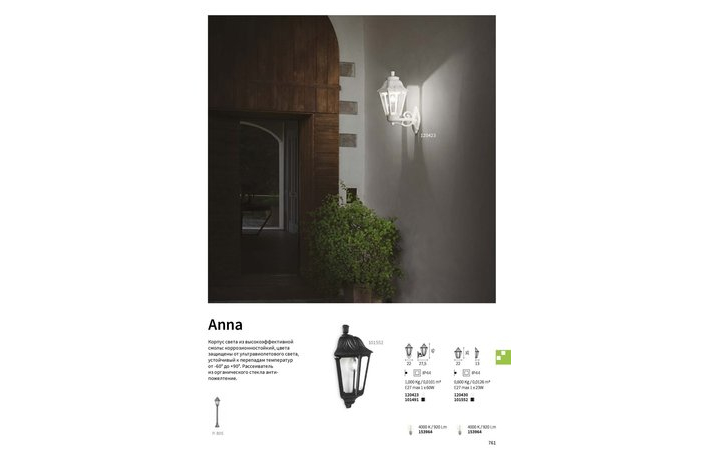 Світильник вуличний ANNA AP1 SMALL BIANCO (120430), IDEAL LUX - Зображення 120423--.jpg