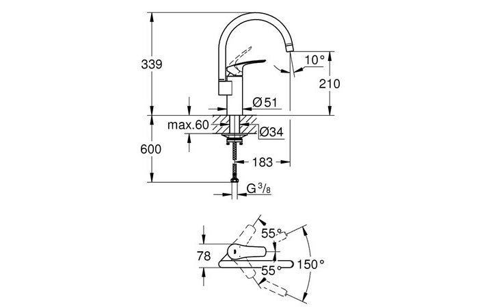 Змішувач для кухні Eurosmart 332022433 Black matt Grohe - Зображення 122361610-d55b2.jpg