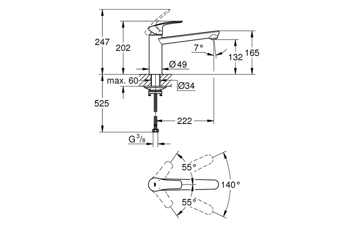 Змішувач для кухні Eurosmart 304632430 Black matt Grohe - Зображення 132911602-d454d.jpg