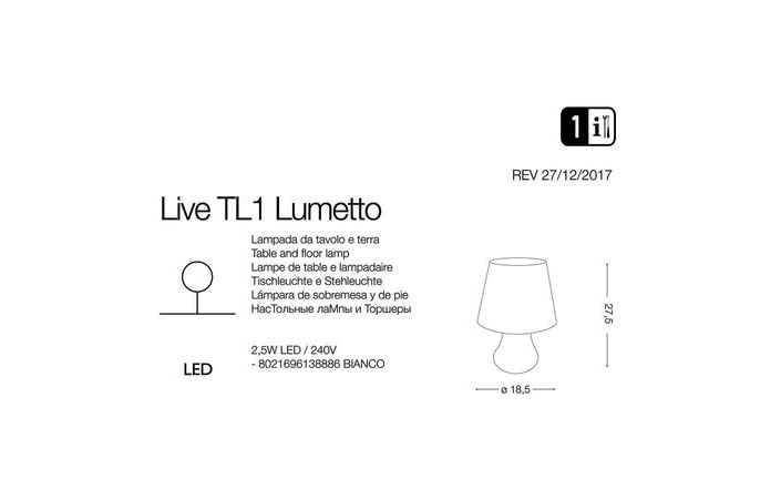 Світильник вуличний LIVE PT LUMETTO (138886), IDEAL LUX - Зображення 138886-.jpg