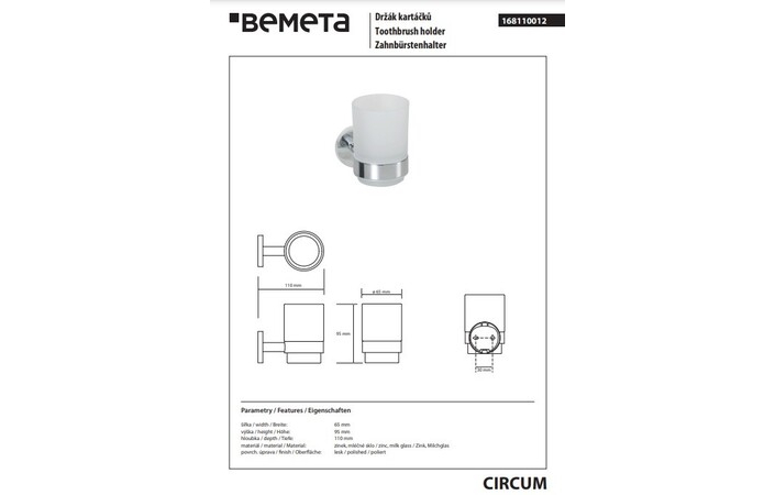 Стакан с держателем Circum 168110012 Bemeta - Зображення 140349544-edae0.jpg