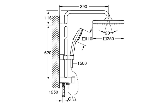 Душова система Flex Tempesta System 250 Cube 269772431 Grohe - Зображення 149727949-78c47.jpg