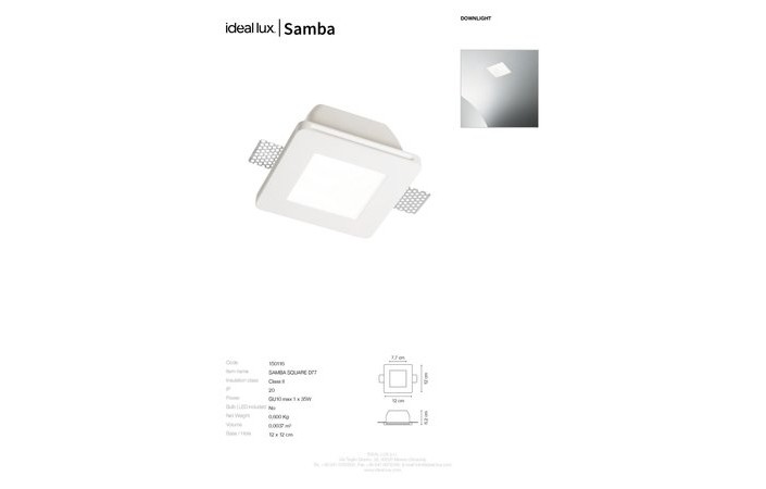 Точечный светильник SAMBA SQUARE D77 (150116), IDEAL LUX - Зображення 150116_SC.jpg
