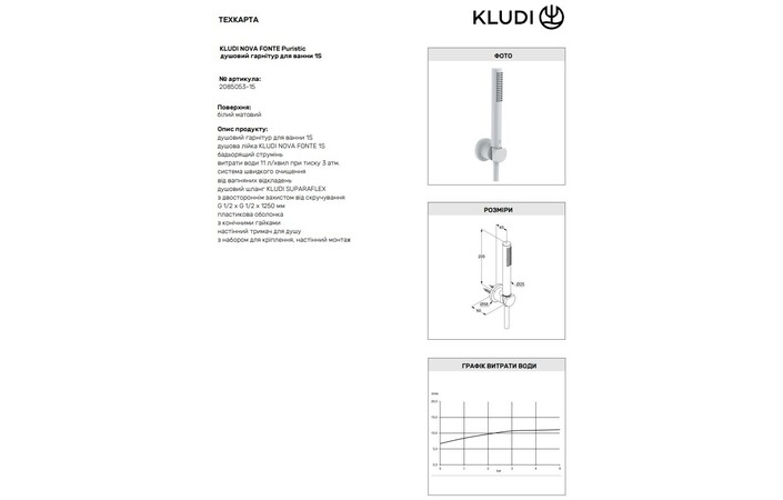 Душовий набір 1S Nova Fonte Puristic 2085053-15 білий Kludi - Зображення 153331365-d2ad6.jpg