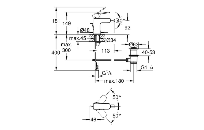 Змішувач для біде Cubeo S-Size 1018100000 Grohe - Зображення 154806626-7a199.jpg