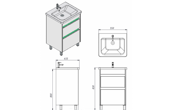 Шафка з умивальником Luton Lt-55 білий Juventa - Зображення 164710781-b47bb.png