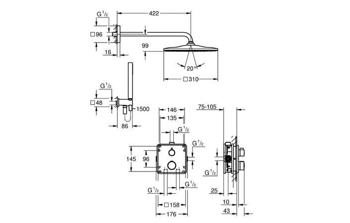Душова система Grohtherm Mono 310 Cube 34870000 Grohe - Зображення 164712771-4ab59.jpg