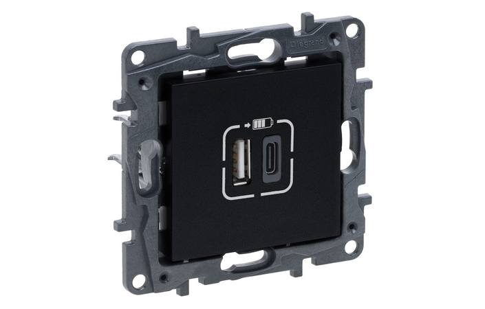 Розетка USB Тип А+C 12Вт+15Вт 5В Niloe Step Чорний 863540 Legrand - Зображення 164713234-99867.jpg