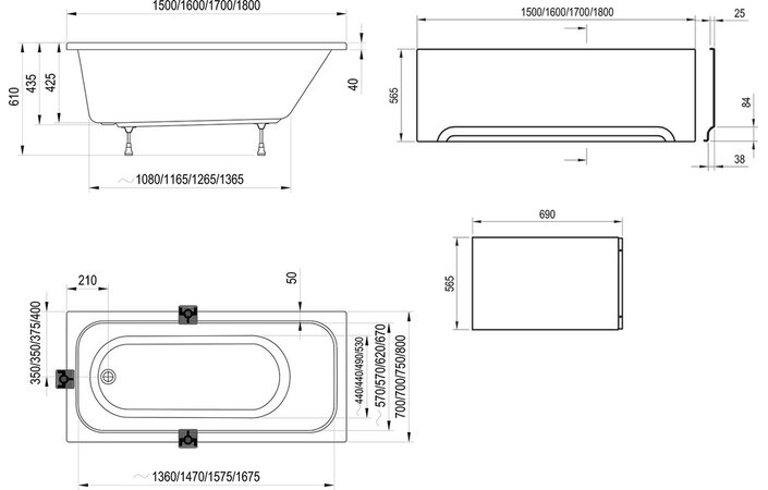 Ванна прямокутна CHROME 180x80 RAVAK - Зображення 164715013-37d77.jpg