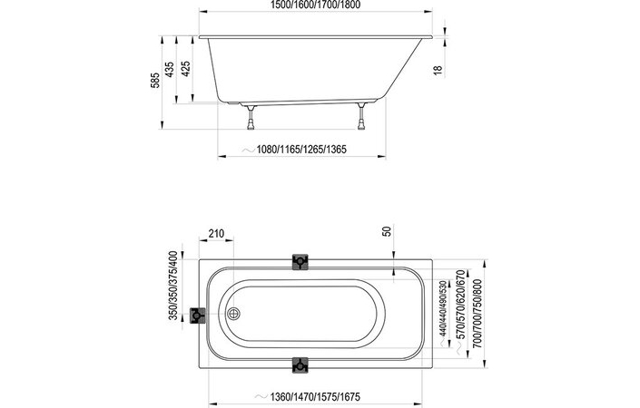 Ванна прямокутна Chrome Slim 180x80 RAVAK - Зображення 164715434-ca1f5.jpg