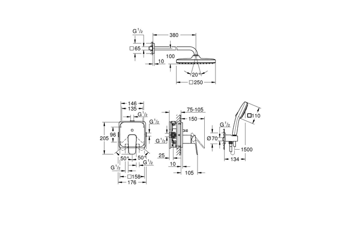Душова система Cubeo з Tempesta 250 1053362430 Grohe - Зображення 164716362-64d1f.jpg