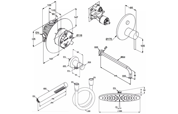 Душевая система 7 в 1 Bozz золото брашированное 38658N076 Kludi - Зображення 164716562-85fa8.jpg