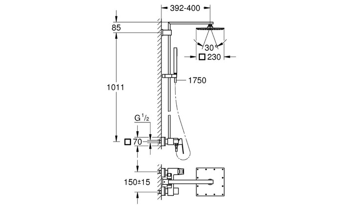 Душова система Eurocube System 230 23147001 Grohe - Зображення 164719720-af9a8.jpg