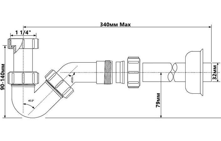 Сифон для біде HC23 без зливу McAlpine - Зображення 164719946-897f4.jpg