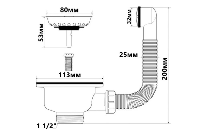 Злив для кухонної мийки FSW50PPOL25 круглий McAlpine - Зображення 164727620-3e344.jpg