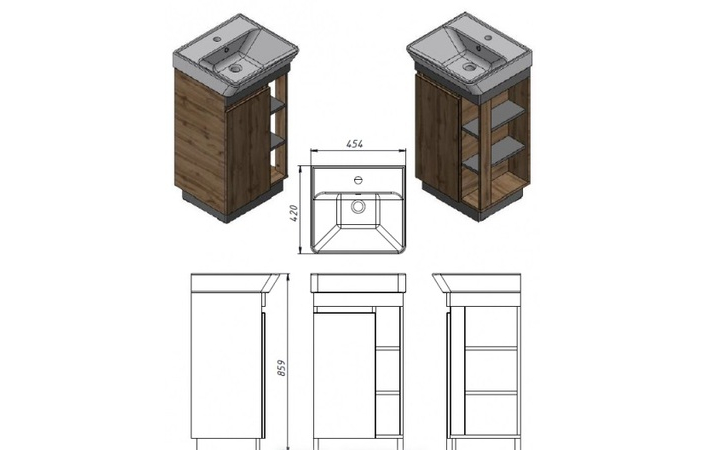 Шкафчик с умывальником Utah Ut-45 дуб вотан Juventa - Зображення 164730736-60a4b.jpg